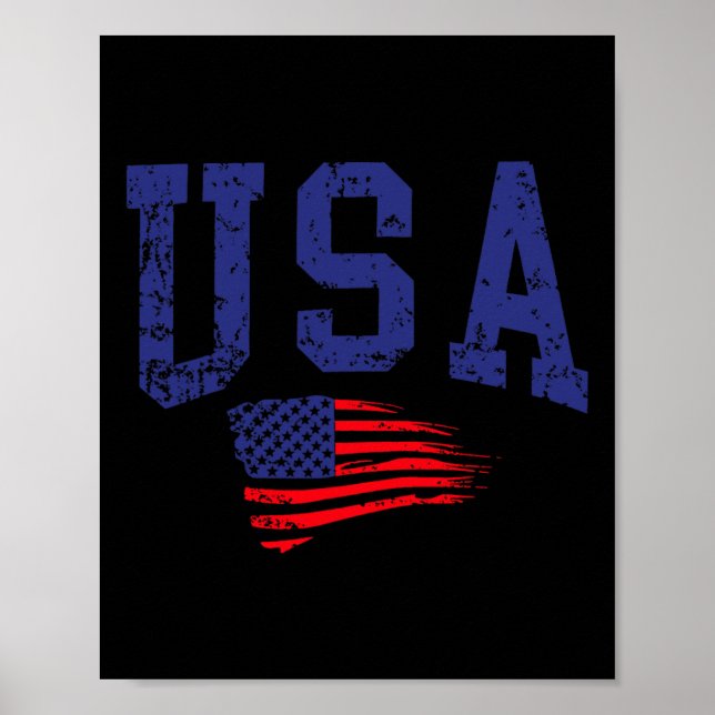 Happy 4th Of July Usa Flag American Proud Red Whit Poster (Front)