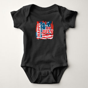 Happy 4th of July - USA flag Baby Bodysuit