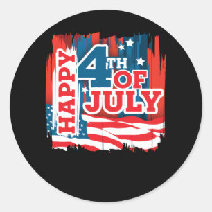 Happy 4th of July - USA flag Classic Round Sticker