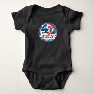 Happy 4th of July - USA flag Colour Baby Bodysuit