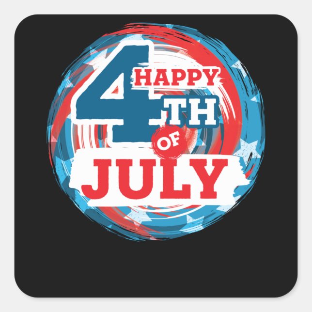 Happy 4th of July - USA flag Colour Square Sticker (Front)