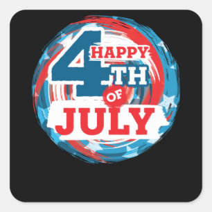 Happy 4th of July - USA flag Colour Square Sticker