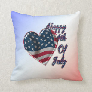 Happy 4th of July USA Flag Heart Cushion