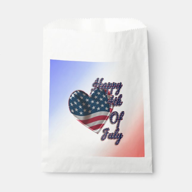 Happy 4th of July USA Flag Heart Favour Bag (Front)