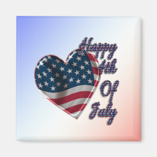 Happy 4th of July USA Flag Heart Magnet