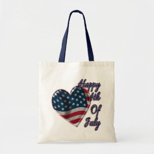 Happy 4th of July USA Flag Heart Tote Bag