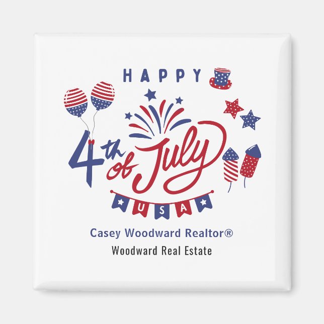Happy 4th of July USA | Real Estate Marketing  Magnet (Front)