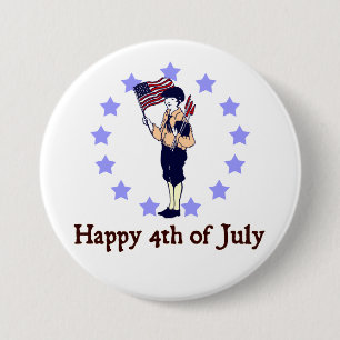 Happy 4th of July Vintage Art 7.5 Cm Round Badge