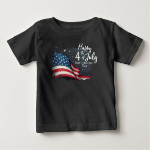 Happy 4th of July Vintage Flag Illustration Art Baby T-Shirt