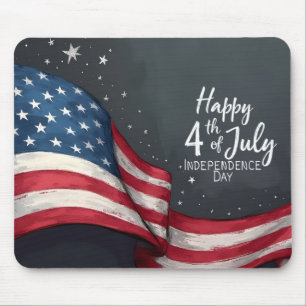 Happy 4th of July Vintage Flag Illustration Art Mouse Pad
