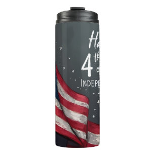 Happy 4th of July Vintage Flag Illustration Art Thermal Tumbler