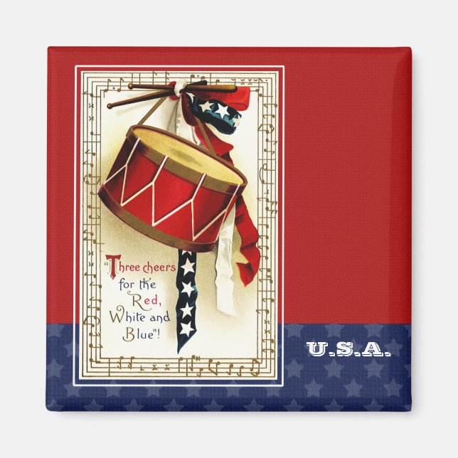 Happy 4th of July. Vintage Patriotic Design  Magnet (Front)