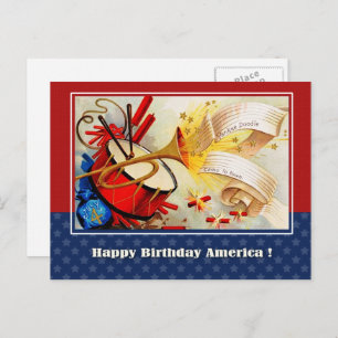 Happy 4th of July. Vintage Patriotic Design Postcard