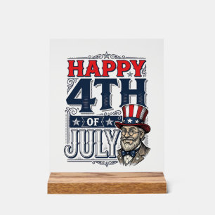 Happy 4th of July Vintage Patriotic Shirt Design_1 Acrylic Sign
