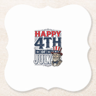 Happy 4th of July Vintage Patriotic Shirt Design_1 Paper Coaster
