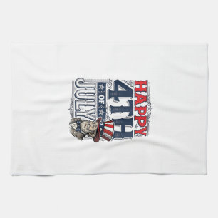 Happy 4th of July Vintage Patriotic Shirt Design_1 Tea Towel