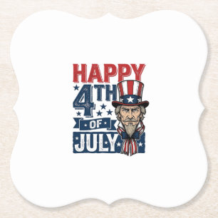 Happy 4th Of July Vintage Patriotic Uncle Shirt_1 Paper Coaster