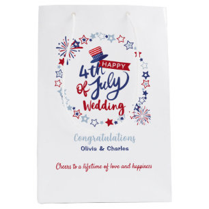 Happy 4th of July Wedding Congratulations Custom  Medium Gift Bag