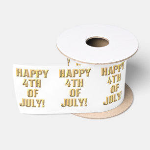 Happy 4th Of July white ribbon spool Satin Ribbon