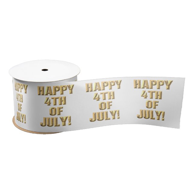 Happy 4th Of July white ribbon spool Satin Ribbon (Spool)
