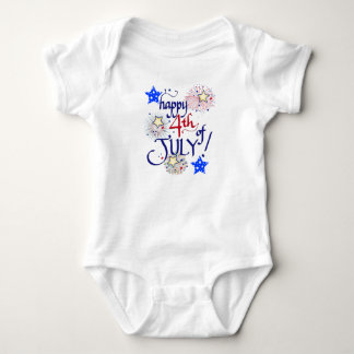 Happy 4th of July! with fireworks and stars Baby Bodysuit