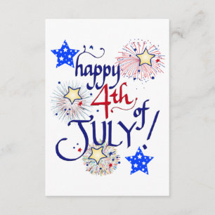 Happy 4th of July! with fireworks and stars Enclosure Card