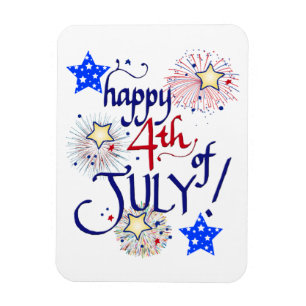 Happy 4th of July! with fireworks and stars Magnet