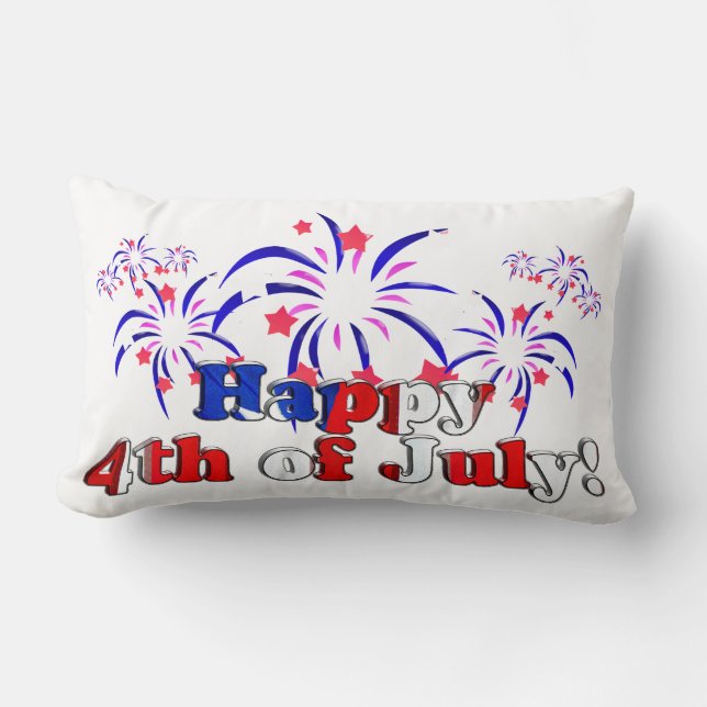 Happy 4th of July with Fireworks Lumbar Cushion (Front)