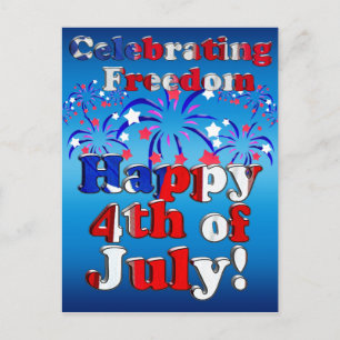 Happy 4th of July with Fireworks Postcard