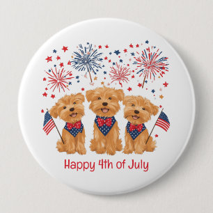 Happy 4th Of July Yorkie Dogs 10 Cm Round Badge