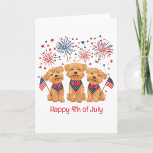 Happy 4th Of July Yorkie Dogs Holiday Card