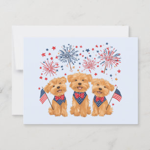 Happy 4th Of July Yorkie Dogs Postcard