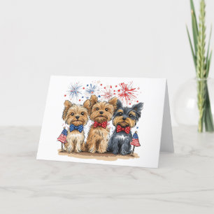 Happy 4th Of July Yorkshire Terrier Dogs Holiday Card