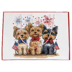 Happy 4th Of July Yorkshire Terrier Dogs Large Gift Bag