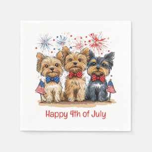 Happy 4th Of July Yorkshire Terrier Dogs Napkin