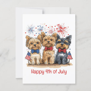 Happy 4th Of July Yorkshire Terrier Dogs Postcard