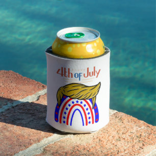 happy 4th patriotic design square shortbread cook can cooler