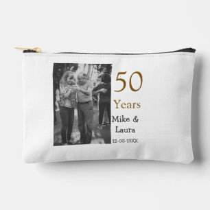 Happy 50th anniversary add couple name date weddin accessory pouch