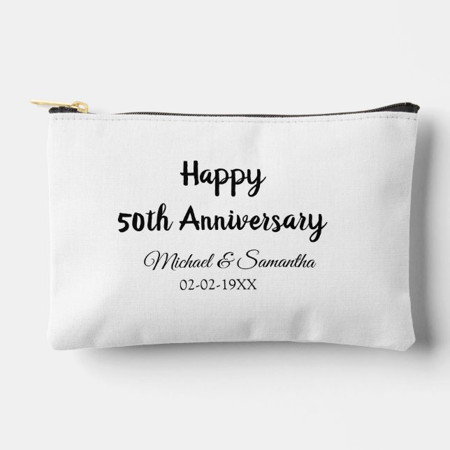 Happy 50th anniversary add couple name date weddin accessory pouch (Front)