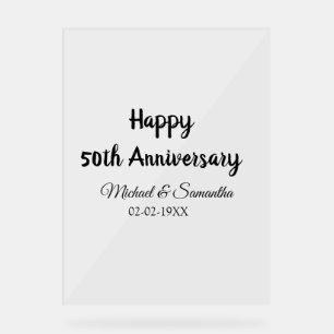 Happy 50th anniversary add couple name date weddin acrylic sign