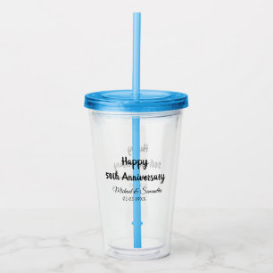 Happy 50th anniversary add couple name date weddin acrylic tumbler