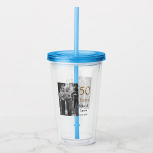Happy 50th anniversary add couple name date weddin acrylic tumbler