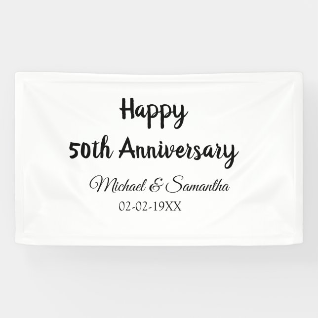 Happy 50th anniversary add couple name date weddin banner (Horizontal)