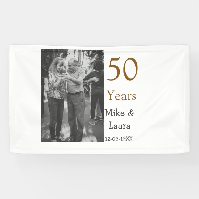 Happy 50th anniversary add couple name date weddin banner (Horizontal)