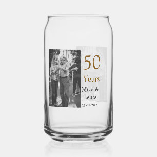 Happy 50th anniversary add couple name date weddin can glass