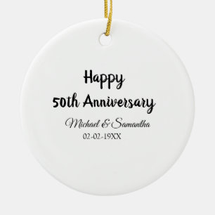 Happy 50th anniversary add couple name date weddin ceramic ornament