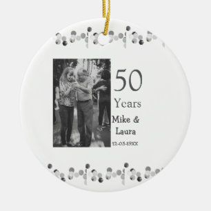 Happy 50th anniversary add couple name date weddin ceramic ornament