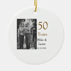 Happy 50th anniversary add couple name date weddin ceramic ornament
