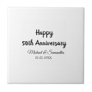 Happy 50th anniversary add couple name date weddin ceramic tile