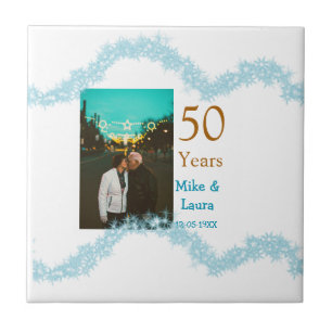 Happy 50th anniversary add couple name date weddin ceramic tile